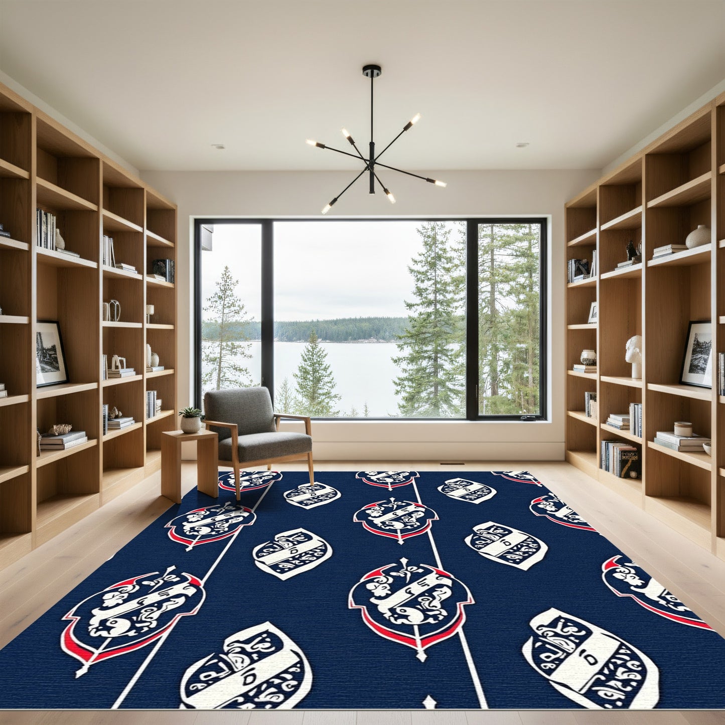 Vintage Blue Red White Crest Rug