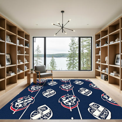 Vintage Blue Red White Crest Rug