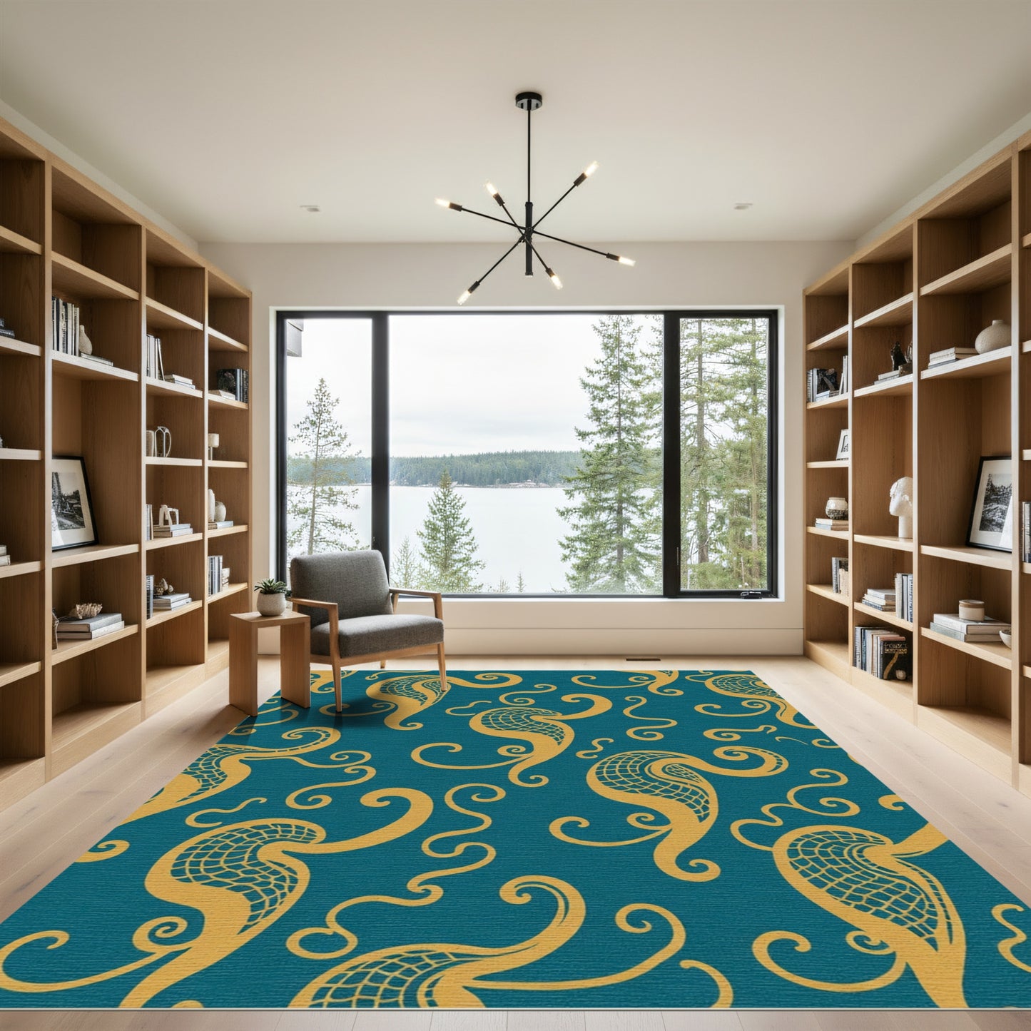 Tangerine Swirl Organic Teal Rug