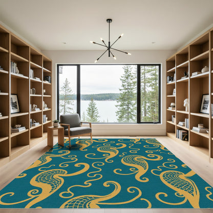 Tangerine Swirl Organic Teal Rug