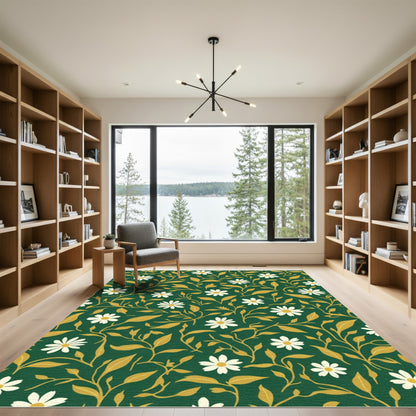 Emerald Green Daisy Vine Rug