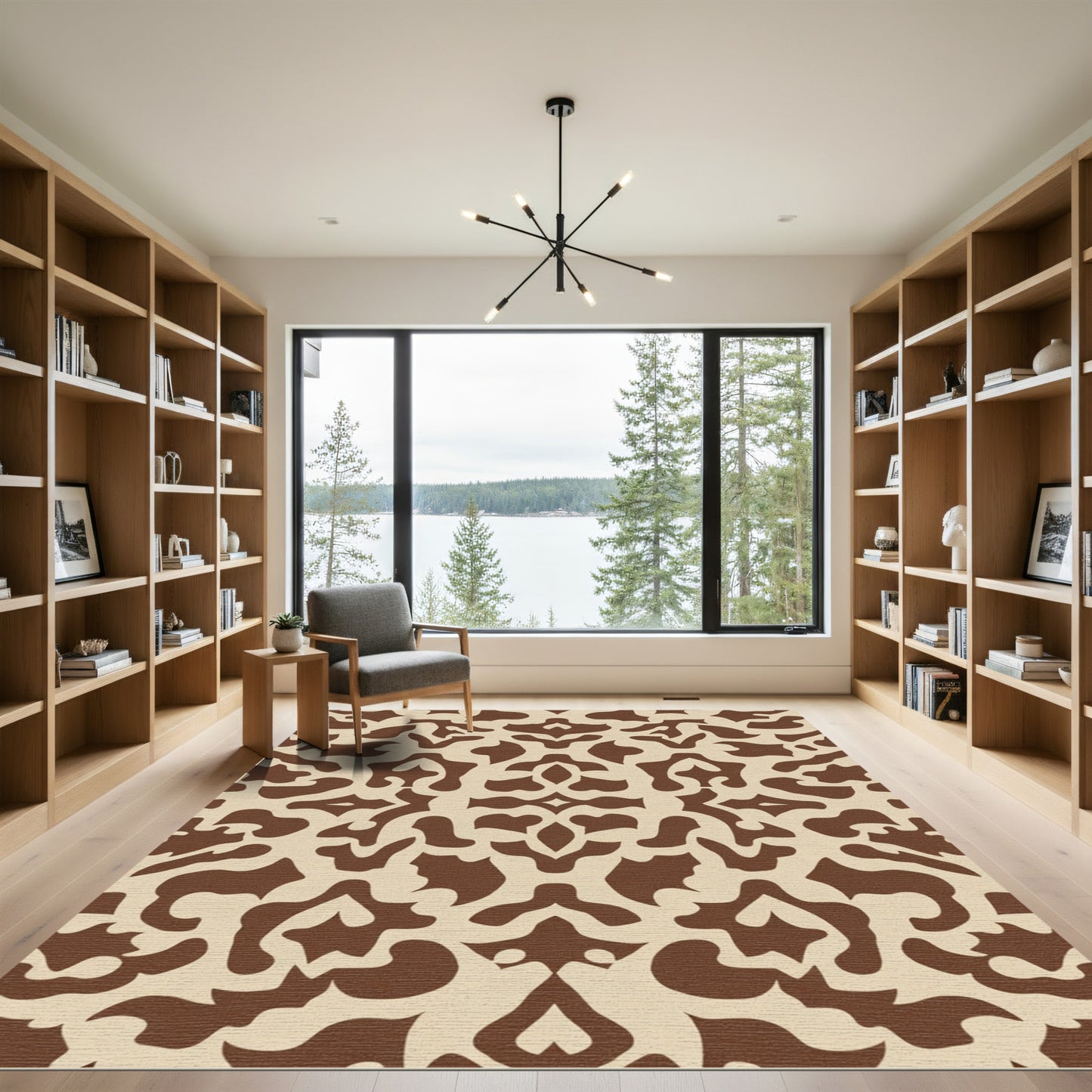Brown Tan Organic Damask Rug