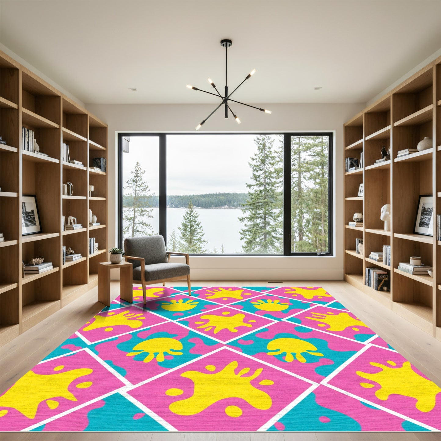 Dazzling Pink Splatter Diamond Rug