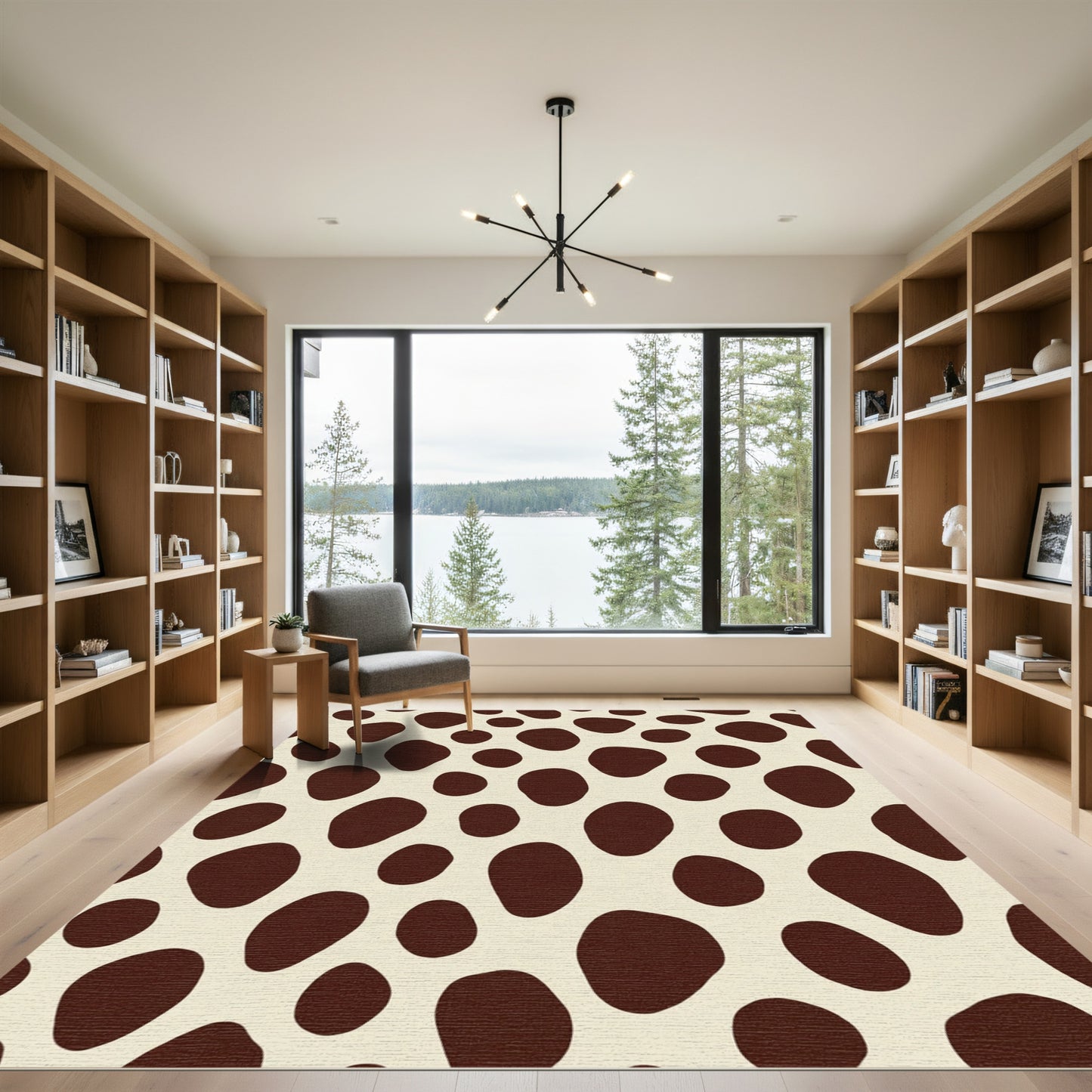 Brown Spot Cream Organic Shape Rug