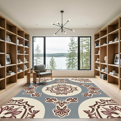 Vintage Cream Floral Medallion Rug