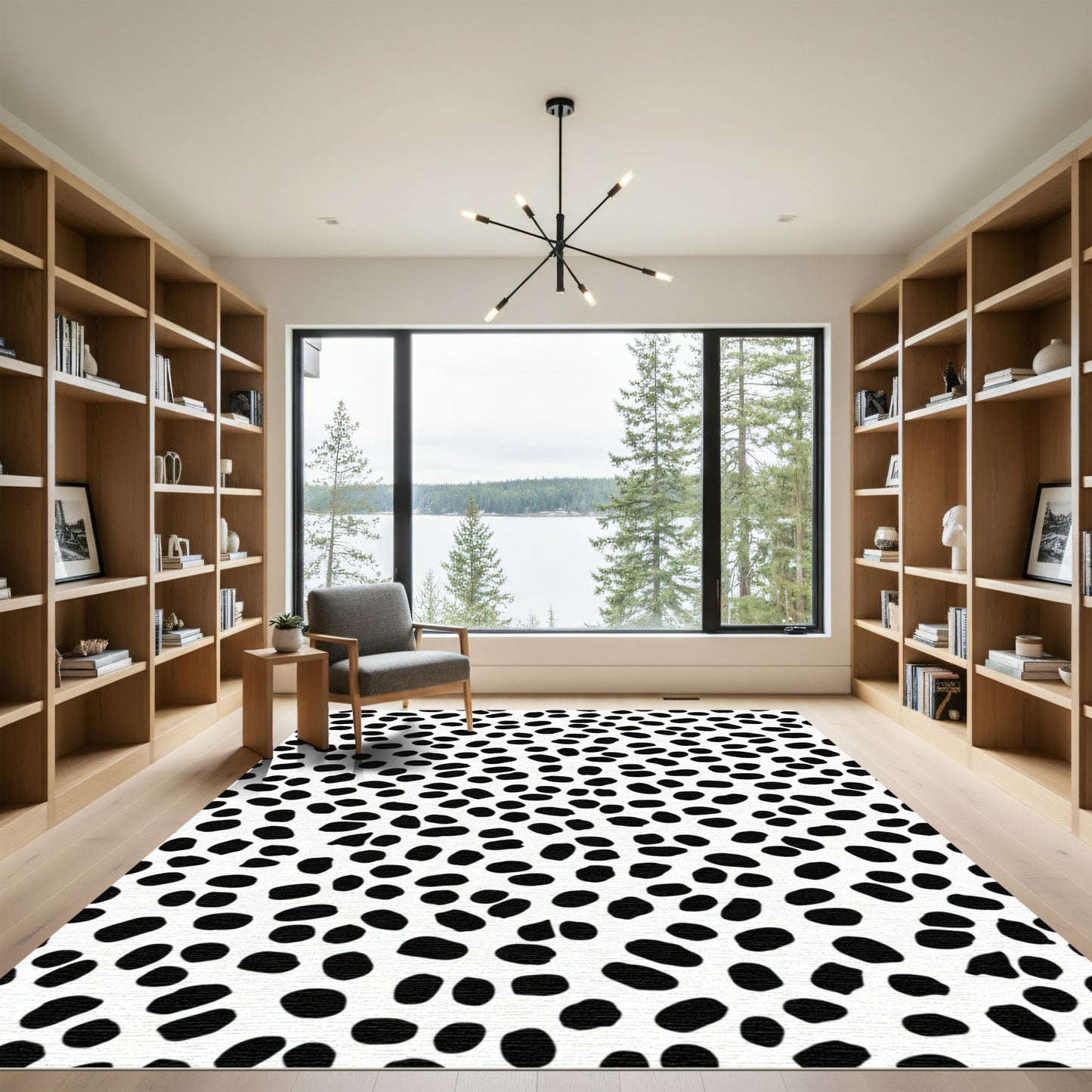 Black White Polka Dot Splash Rug