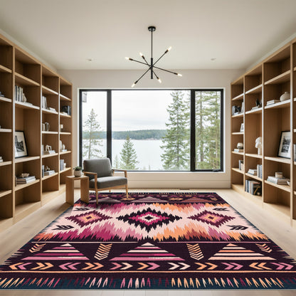 Tribal Geometric Diamond Sunset Rug
