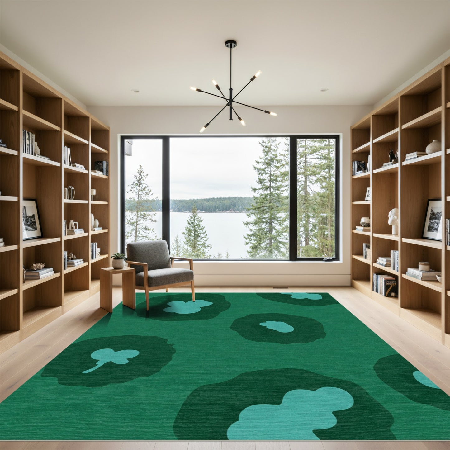 Teal Clover Bloom Organic Rug
