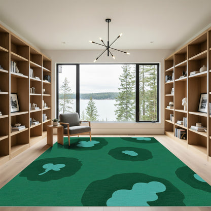 Teal Clover Bloom Organic Rug