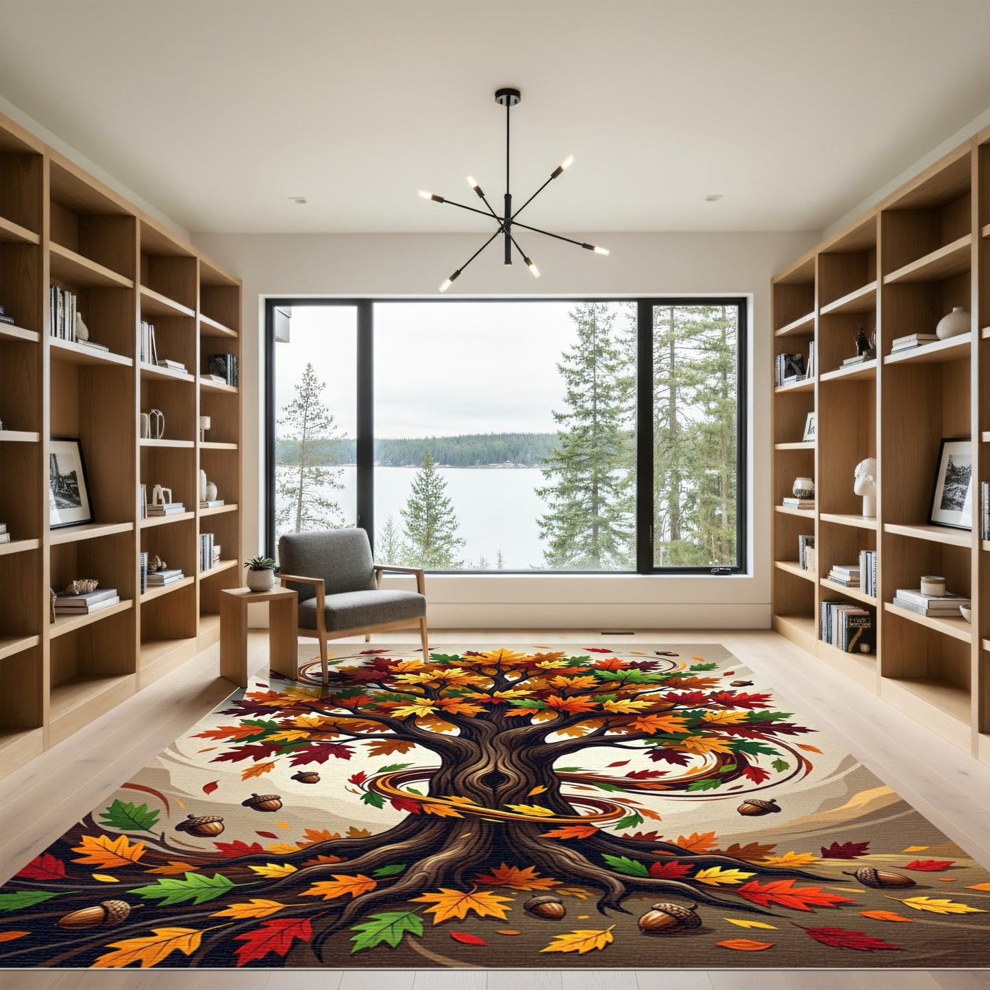 Vibrant Autumn Maple Leaf Forest Rug