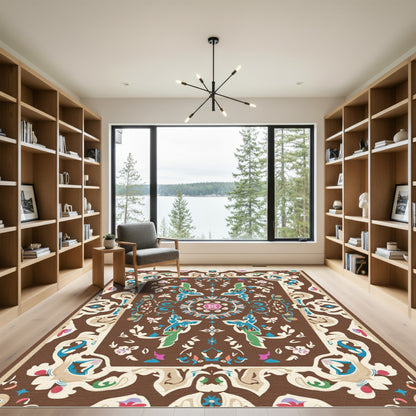 Brown Floral Medallion Rug