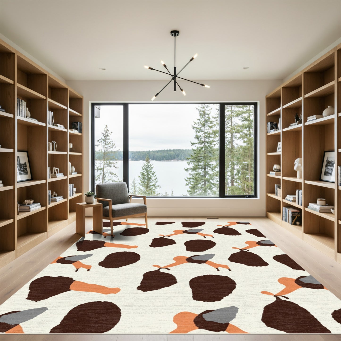 Abstract Earthy Tones Organic Shapes Rug