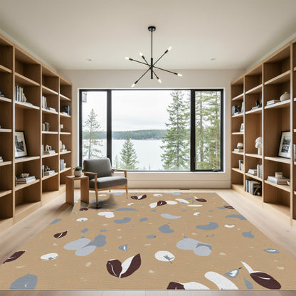 Tan Leafy Abstract Composition Rug
