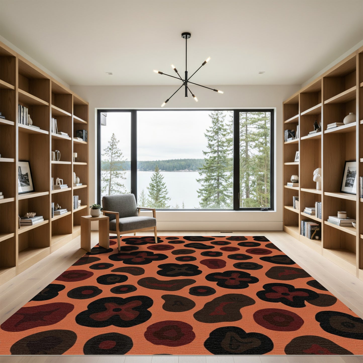 Terracotta Animal Print Layered Shapes Rug