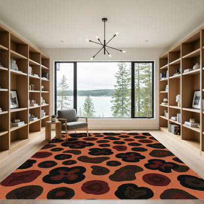 Terracotta Animal Print Layered Shapes Rug