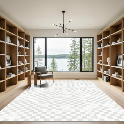 Soft White Cloud Pixelated Background Rug