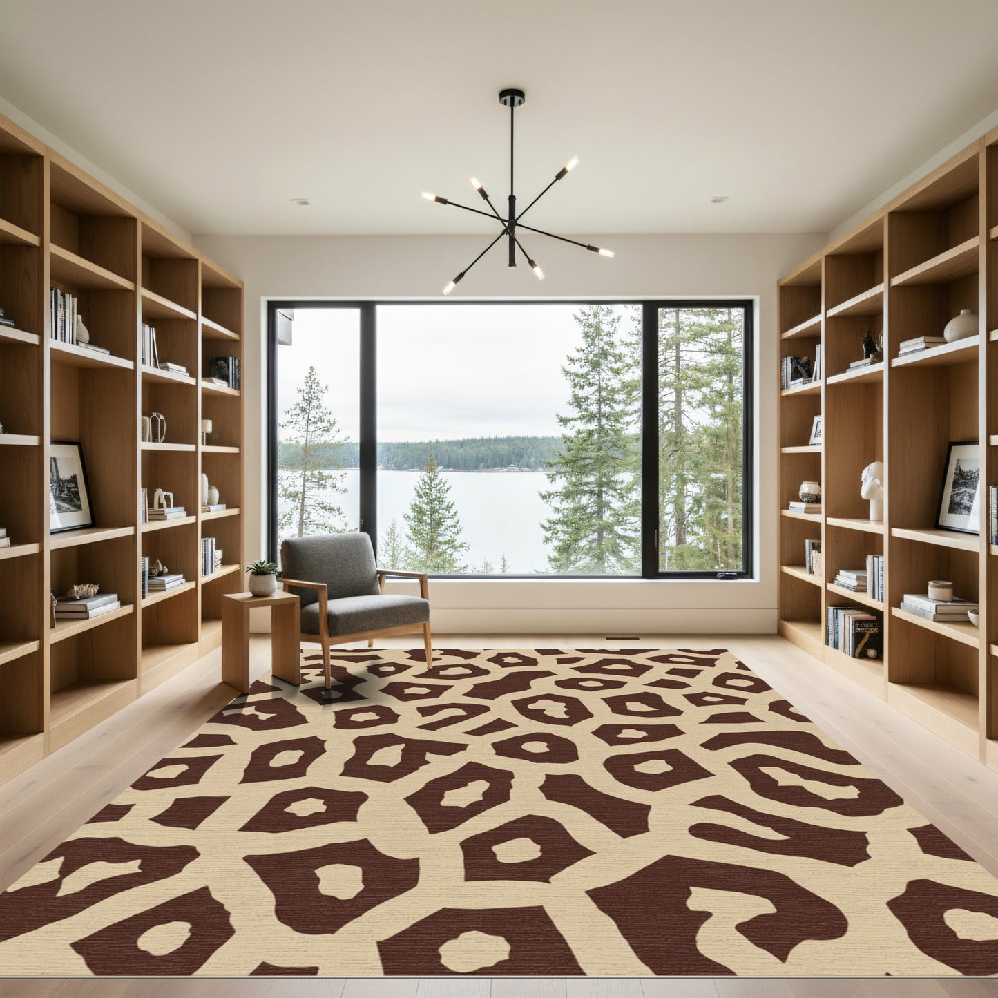 Brown Tan Organic Spots Rug