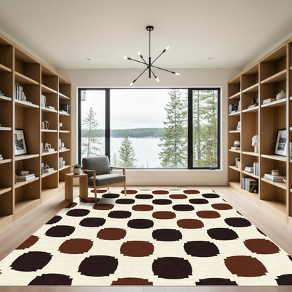 Rich Brown Checkerboard Squares Rug