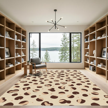 Brown and Beige Spotted Animalistic Rug