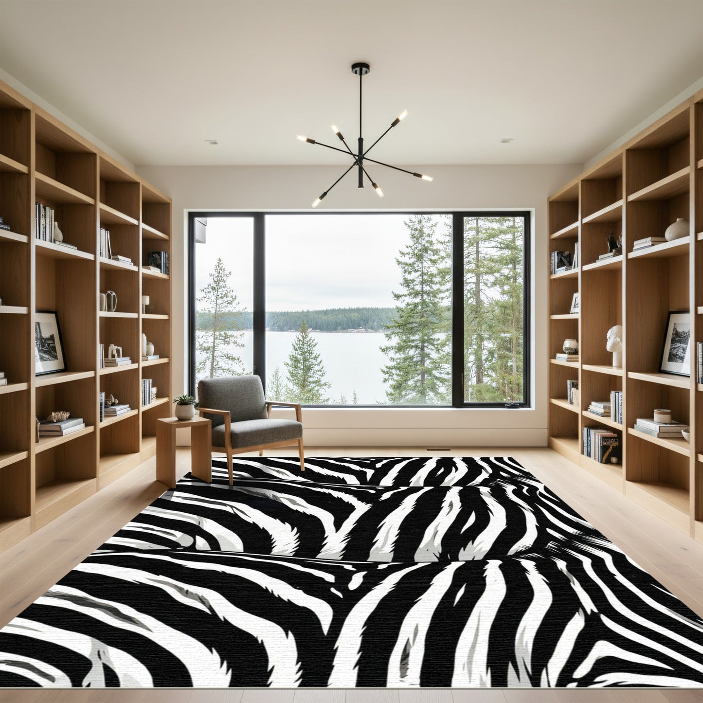 Stark Monochrome Zebra Stripe Art Rug