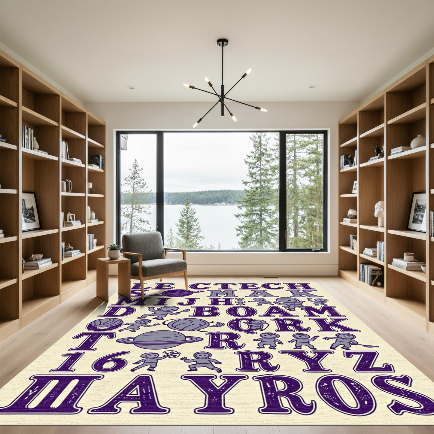 Space Alphabet With Astronauts Rug