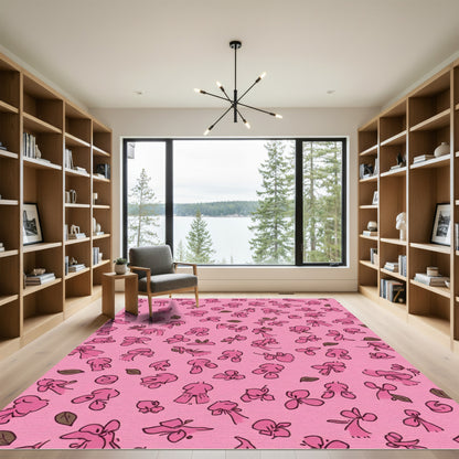 Pink Whimsical Floral Scatter Rug