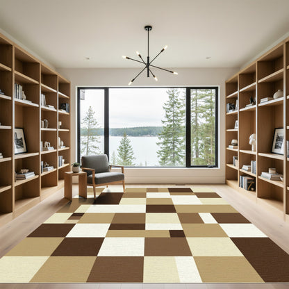 Earthy Geometric Blocks Rug
