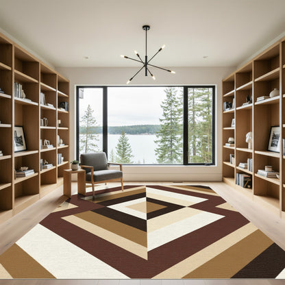 Geometric Brown Cream Diamond Stripe Rug