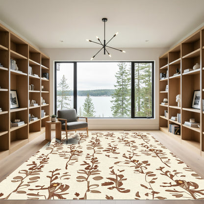 Vintage Brown Botanical Garden Vines Rug