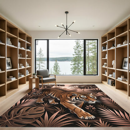 Majestic Tiger Tropical Jungle Scene Rug