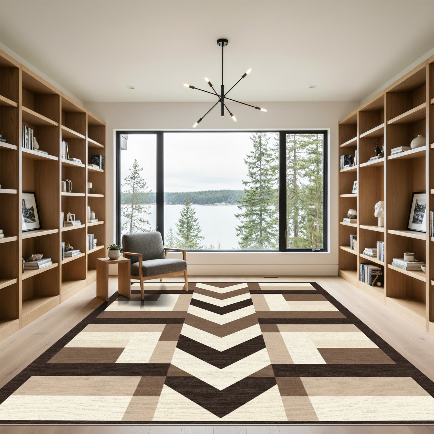 Earthy Tones Geometric Block Chevron Rug