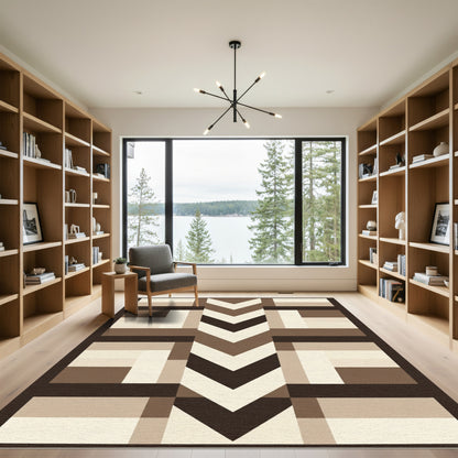 Earthy Tones Geometric Block Chevron Rug
