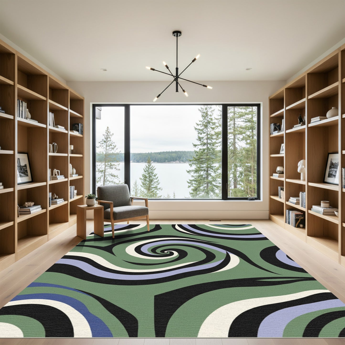 Whimsical Swirl Green Lavender Rug