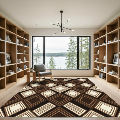 Deep Brown Diamond Layers Rug