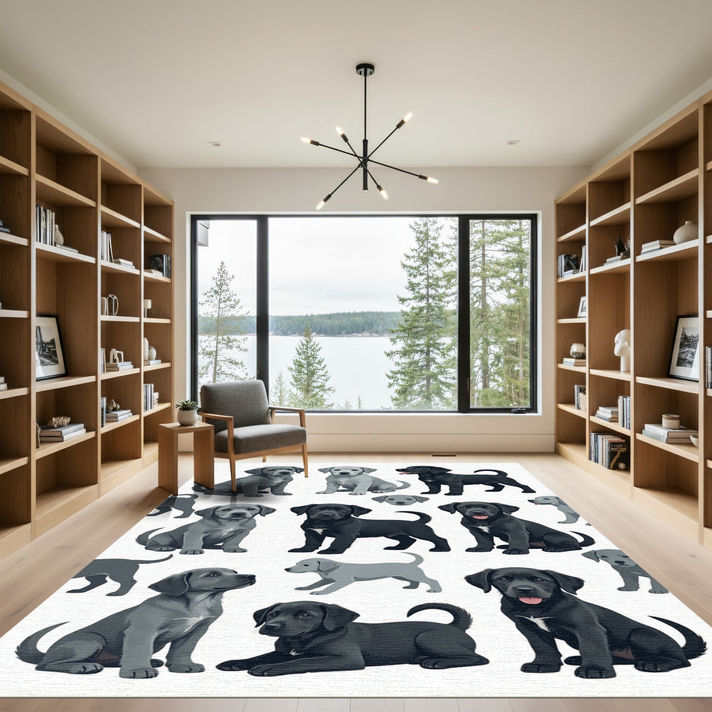 Cute Black and Gray Labrador Puppies Rug