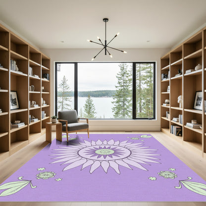 Lavender Sunflower Petal Mandala Rug