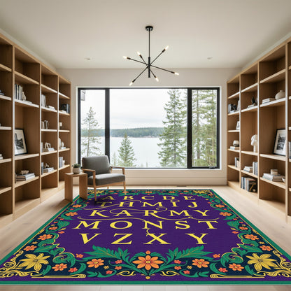 Gilded Floral Alphabet Garden Rug