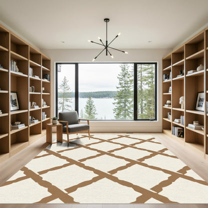 Brown Lattice Diamond Texture Rug