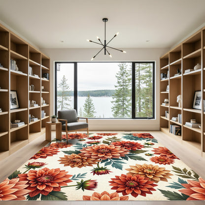 Terracotta Dahlia Floral Scatter Rug