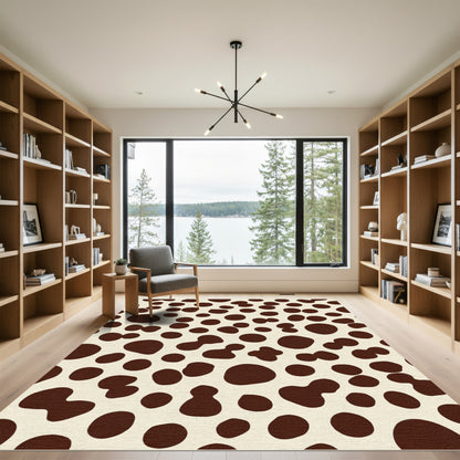 Cream Brown Spotted Irregular Polka Dot Rug