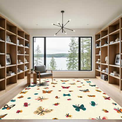 Whimsical Scattered Butterfly Garden Rug