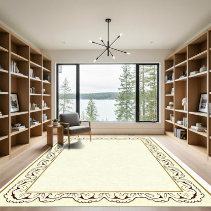 Ornate Cream and Rust Border Rug