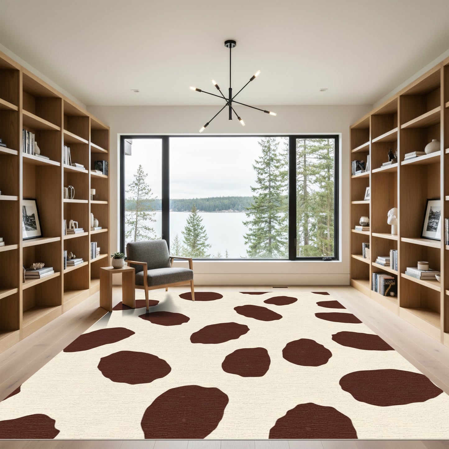 Brown Spots Cream Background Rug