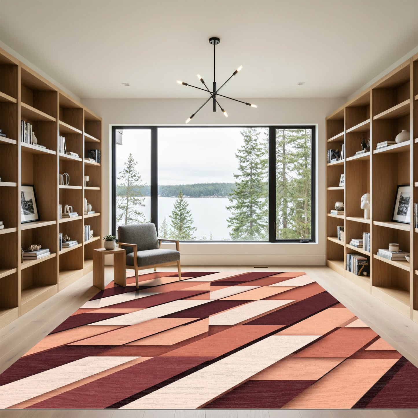 Terracotta Diagonal Geometric Overlay Rug