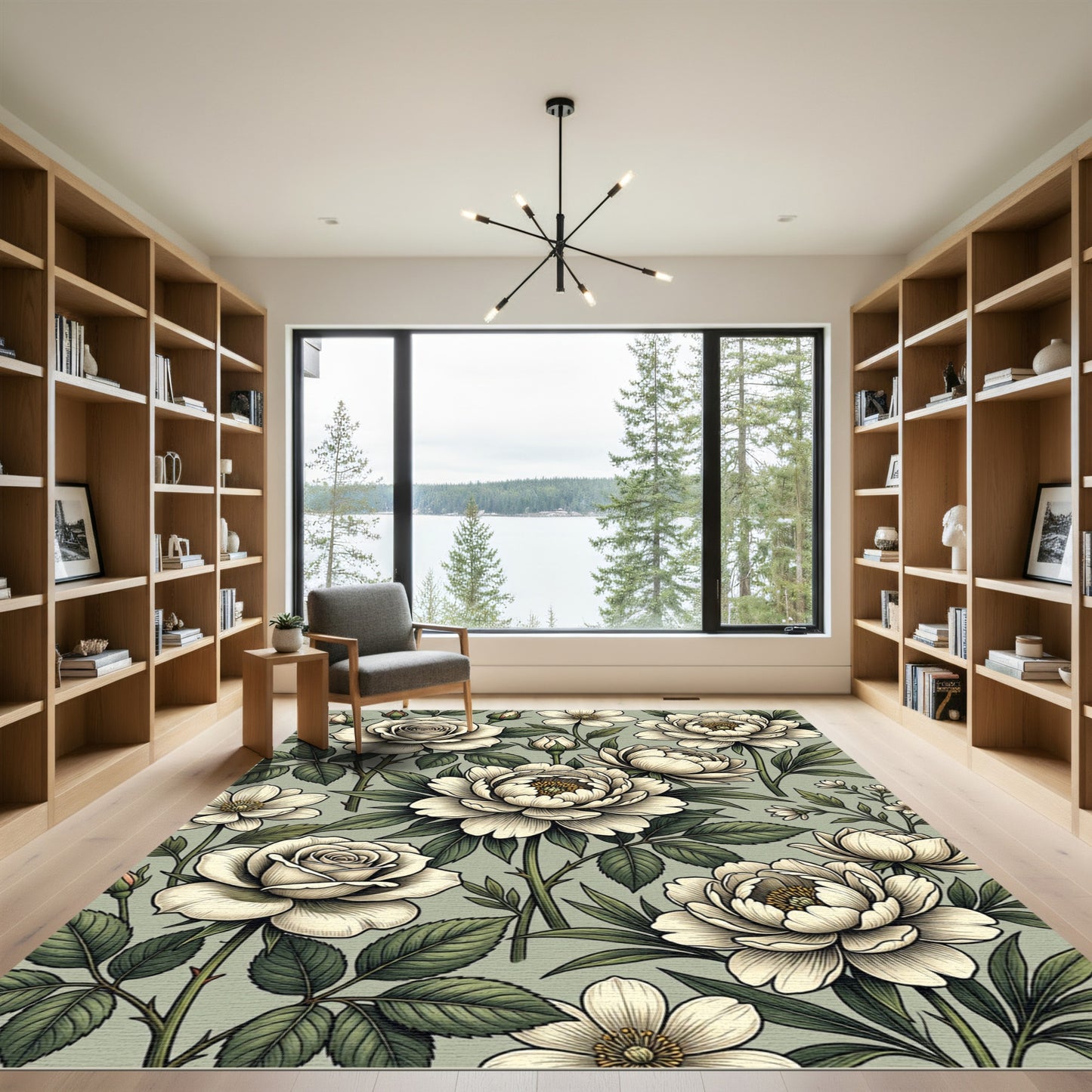 Vintage Sage Cream Botanical Floral Rug