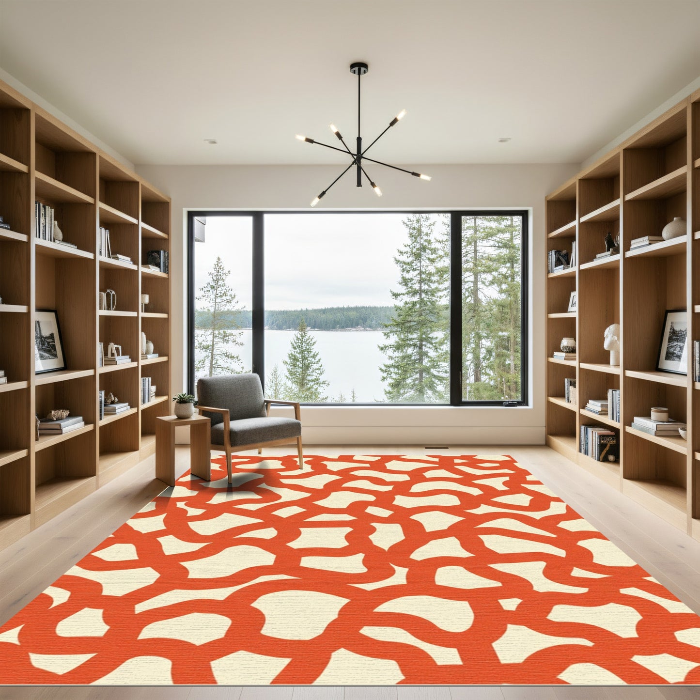 Crimson Organic Swirl Texture Rug