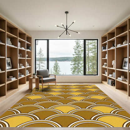 Golden Retro Mid Century Scalloped Arch Rug