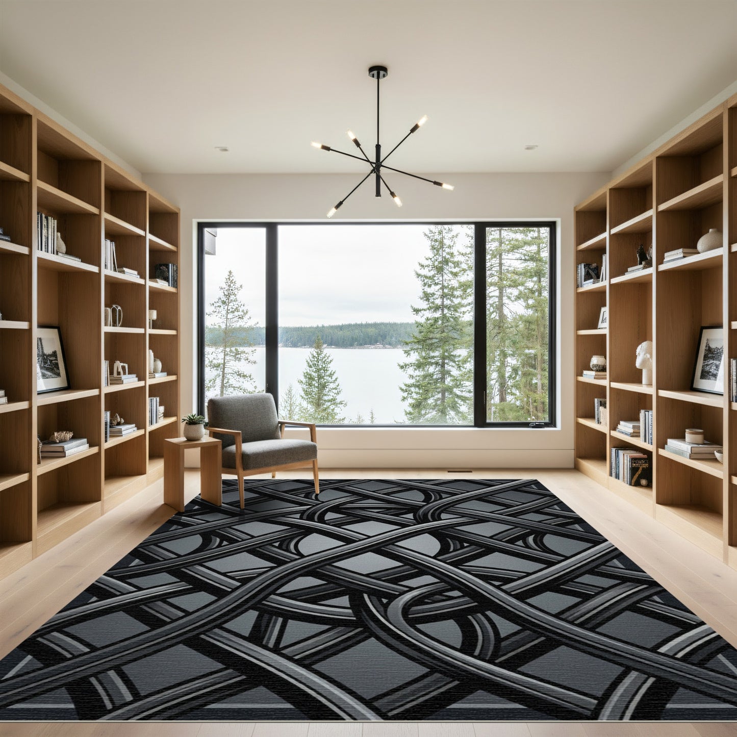 Deep Gray Intertwined Knot Rug
