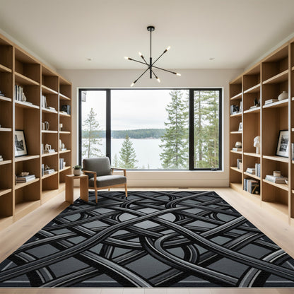 Deep Gray Intertwined Knot Rug