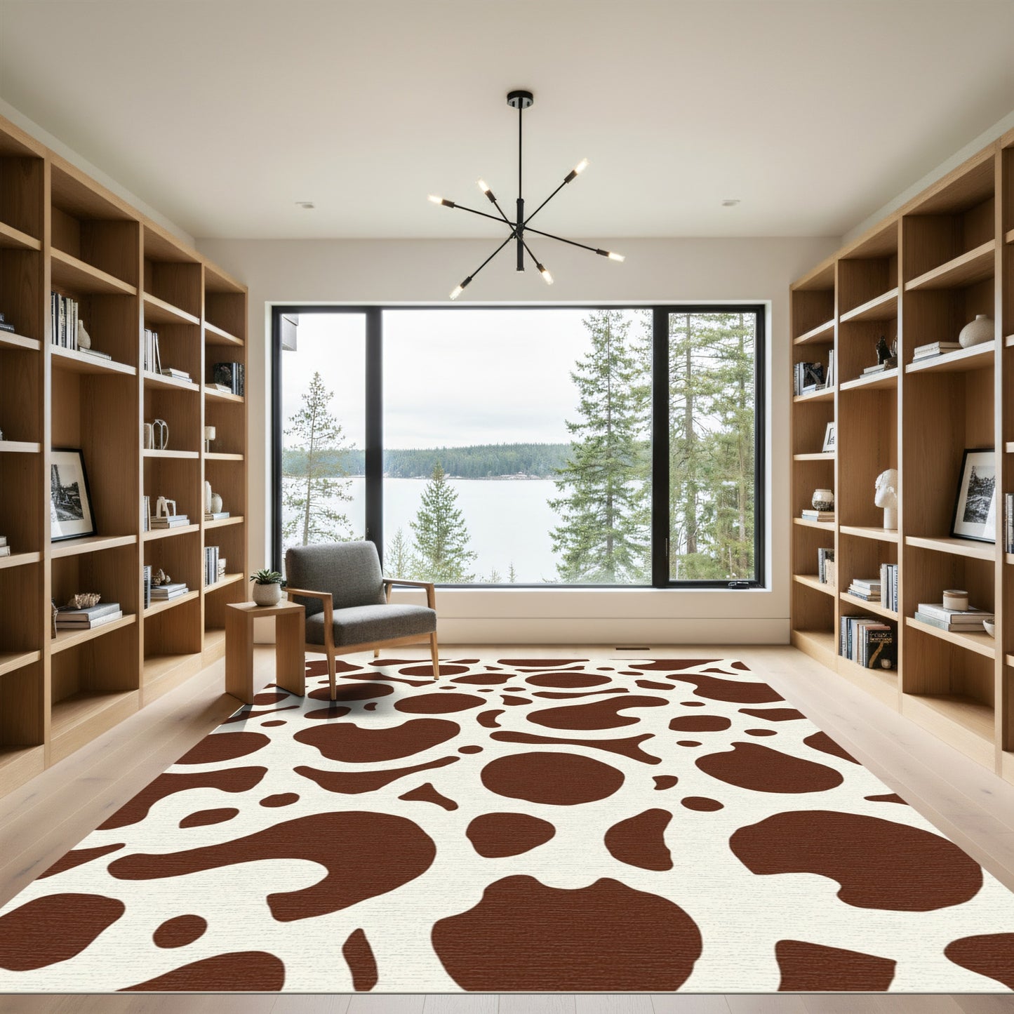 Brown Ivory Irregular Blobs Rug